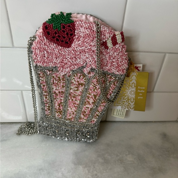 made in india Handbags - Viral made in India strawberry milkshake sequined Crossbody clutch Bag NWT RARE